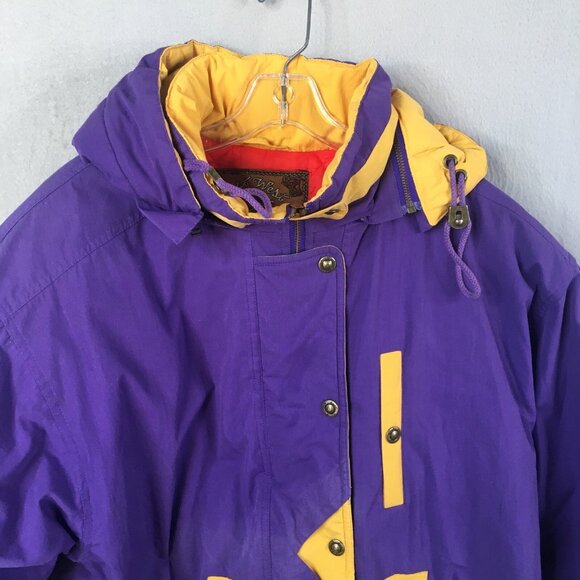 Vintage East West Puffer Coat Womens Medium Purple Yellow Adorondak Ski Jacket - Picture 9 of 16